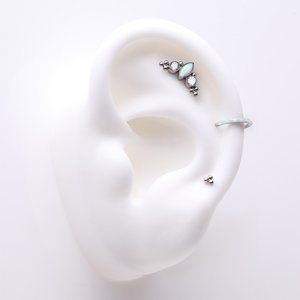 3 Pcs of Assorted Titanium Marquise Opal Bali Beaded Stud x Clicker Package